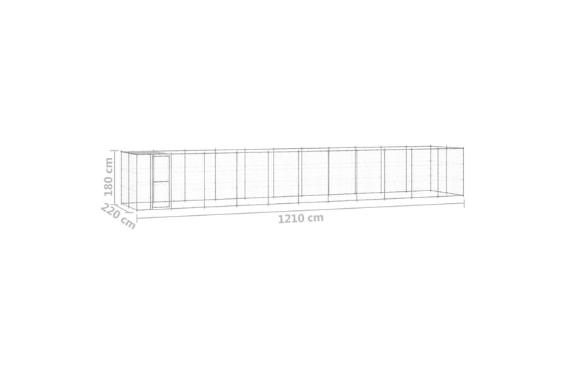 udendørs hundebur med tag 26,62 m² galvaniseret stål - Sølv - Sport & fritid - Til dyrene - Til hund - Hundemøbler