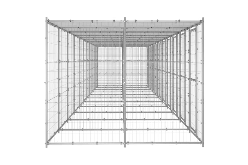 udendørs hundebur med tag 26,62 m² galvaniseret stål - Sølv - Sport & fritid - Til dyrene - Til hund - Hundemøbler