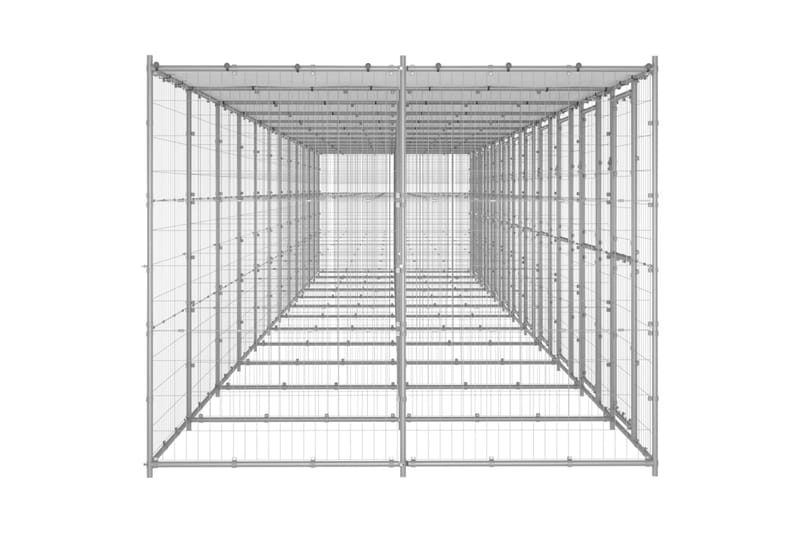 udendørs hundebur med tag 29,04 m² galvaniseret stål - Sølv - Sport & fritid - Til dyrene - Til hund - Hundemøbler