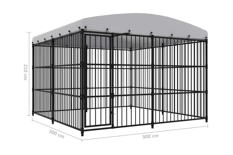 Udendørs Hundebur Med Tag 300x300x210 cm - Sport & fritid - Til dyrene - Til hund - Hundemøbler