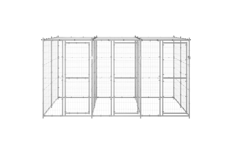 udendørs hundebur med tag 7,26 m² galvaniseret stål - Sølv - Sport & fritid - Til dyrene - Til hund - Hundemøbler