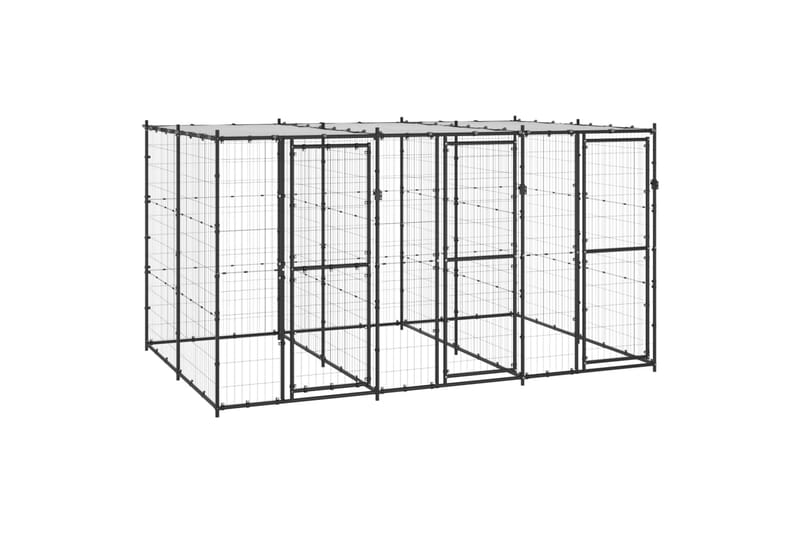udendørs hundebur med tag 7,26 m² stål - Sort - Sport & fritid - Til dyrene - Til hund - Hundemøbler
