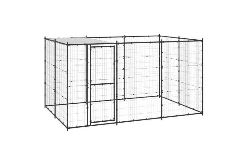 udendørs hundebur med tag 7,26 m² stål - Sort - Sport & fritid - Til dyrene - Til hund - Hundemøbler