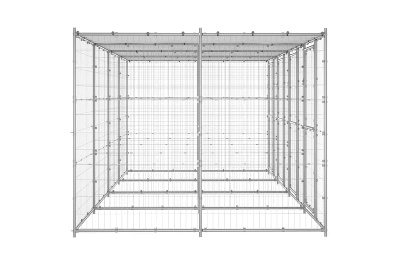 udendørs hundebur med tag 9,68 m² galvaniseret stål - Sølv - Sport & fritid - Til dyrene - Til hund - Hundemøbler