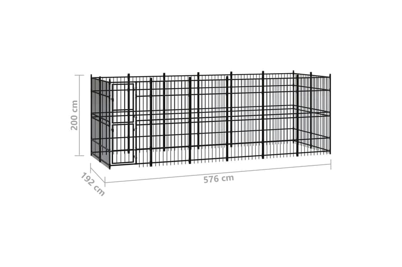 udendørs hundeløbegård 11,06 mÂ² stål - Sort - Sport & fritid - Til dyrene - Til hund - Hundemøbler