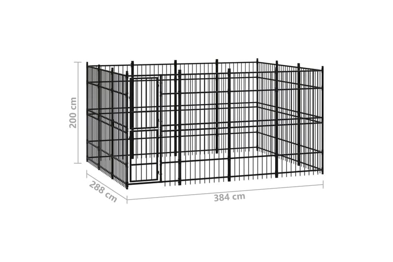 udendørs hundeløbegård 11,06 mÂ² stål - Sort - Sport & fritid - Til dyrene - Til hund - Hundemøbler