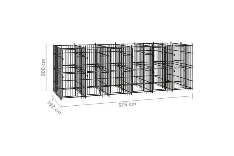 udendørs hundeløbegård 11,06 mÂ² stål - Sort - Hundemøbler - Hundelåge & hundehegn - Hundehus & hundegård