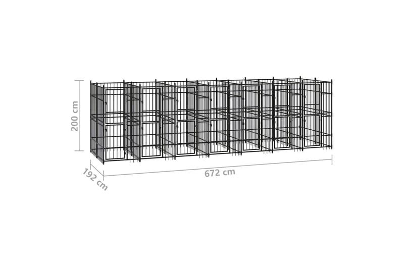 udendørs hundeløbegård 12,9 mÂ² stål - Sort - Hundemøbler - Hundelåge & hundehegn - Hundehus & hundegård