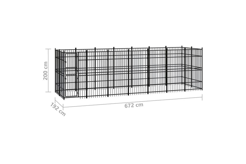 udendørs hundeløbegård 12,9 mÂ² stål - Sort - Hundemøbler - Hundelåge & hundehegn - Hundehus & hundegård