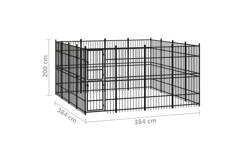udendørs hundeløbegård 14,75 mÂ² stål - Sort - Sport & fritid - Til dyrene - Til hund - Hundemøbler