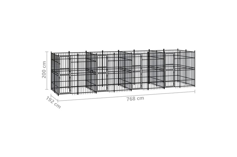 udendørs hundeløbegård 14,75 mÂ² stål - Sort - Sport & fritid - Til dyrene - Til hund - Hundemøbler