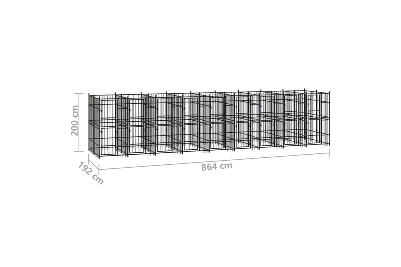 udendørs hundeløbegård 16,59 mÂ² stål - Sort - Hundemøbler - Hundelåge & hundehegn - Hundehus & hundegård