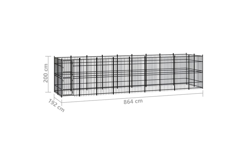 udendørs hundeløbegård 16,59 mÂ² stål - Sort - Hundemøbler - Hundelåge & hundehegn - Hundehus & hundegård