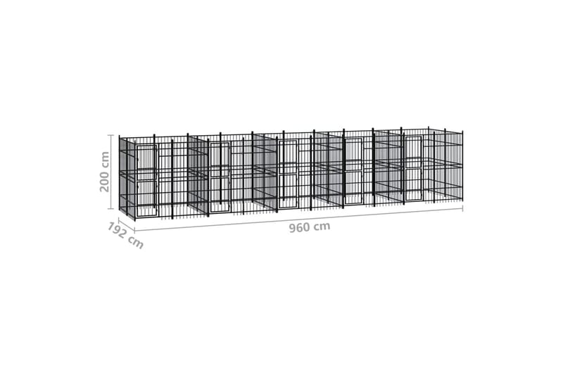 udendørs hundeløbegård 18,43 mÂ² stål - Sort - Hundemøbler - Hundelåge & hundehegn - Hundehus & hundegård