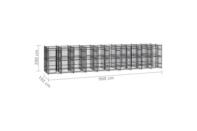 udendørs hundeløbegård 18,43 mÂ² stål - Sort - Sport & fritid - Til dyrene - Til hund - Hundemøbler