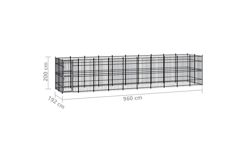 udendørs hundeløbegård 18,43 mÂ² stål - Sort - Sport & fritid - Til dyrene - Til hund - Hundemøbler