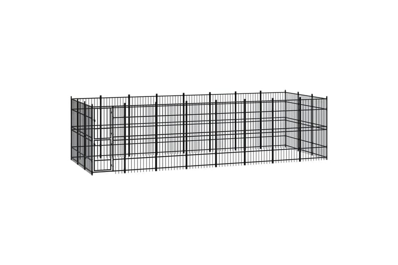udendørs hundeløbegård 22,12 mÂ² stål - Sort - Sport & fritid - Til dyrene - Til hund - Hundemøbler
