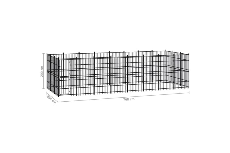 udendørs hundeløbegård 22,12 mÂ² stål - Sort - Sport & fritid - Til dyrene - Til hund - Hundemøbler