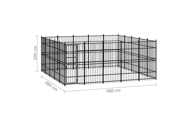 udendørs hundeløbegård 23,04 mÂ² stål - Sort - Sport & fritid - Til dyrene - Til hund - Hundemøbler