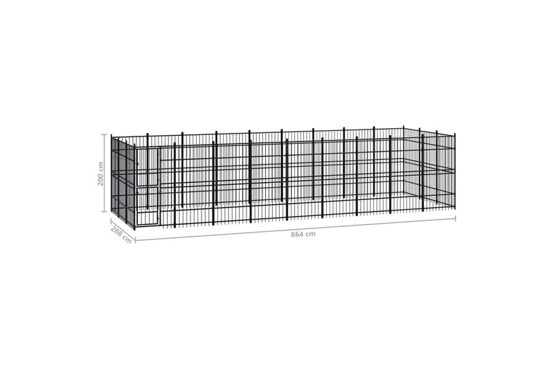 udendørs hundeløbegård 24,88 mÂ² stål - Sort - Sport & fritid - Til dyrene - Til hund - Hundemøbler