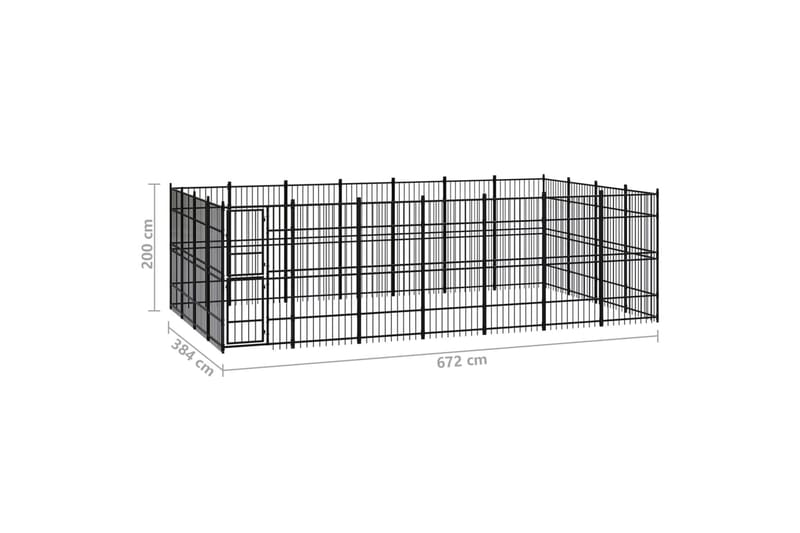 udendørs hundeløbegård 25,8 mÂ² stål - Sort - Sport & fritid - Til dyrene - Til hund - Hundemøbler