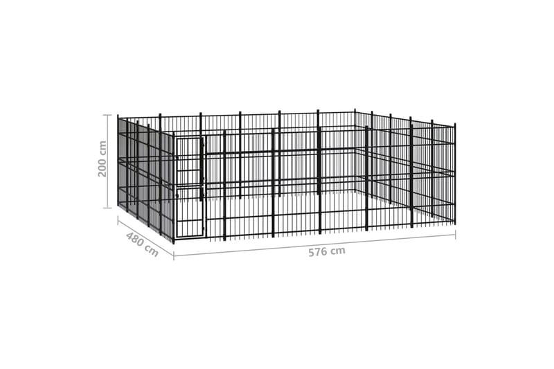 udendørs hundeløbegård 27,65 mÂ² stål - Sort - Sport & fritid - Til dyrene - Til hund - Hundemøbler