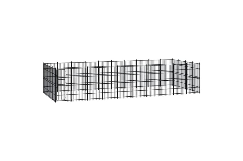 udendørs hundeløbegård 36,86 mÂ² stål - Sort - Sport & fritid - Til dyrene - Til hund - Hundemøbler