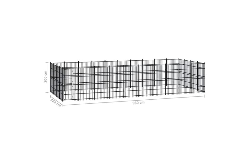 udendørs hundeløbegård 36,86 mÂ² stål - Sort - Sport & fritid - Til dyrene - Til hund - Hundemøbler