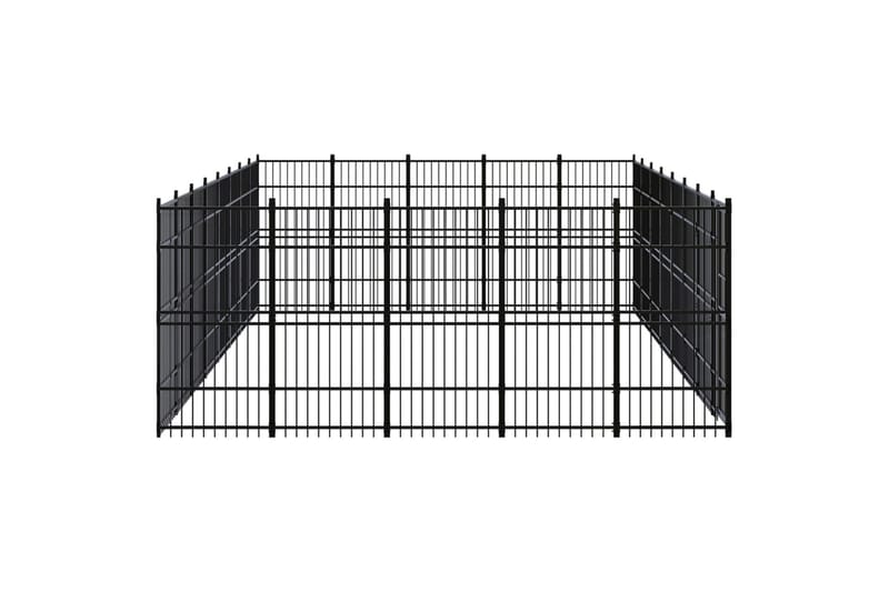 udendørs hundeløbegård 36,86 mÂ² stål - Sort - Sport & fritid - Til dyrene - Til hund - Hundemøbler