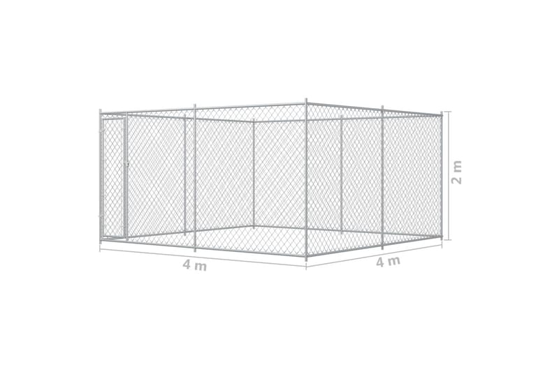 udendørs hundeløbegård 383x383x185 cm - Sølv - Sport & fritid - Til dyrene - Til hund - Hundemøbler