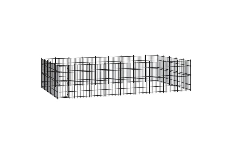 udendørs hundeløbegård 41,47 mÂ² stål - Sort - Sport & fritid - Til dyrene - Til hund - Hundemøbler