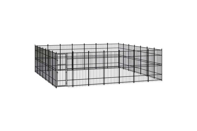 udendørs hundeløbegård 45,16 mÂ² stål - Sort - Sport & fritid - Til dyrene - Til hund - Hundemøbler