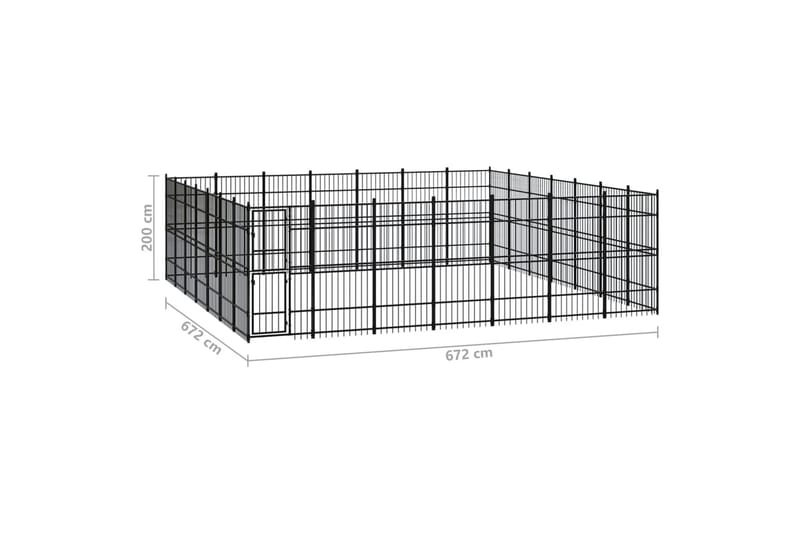 udendørs hundeløbegård 45,16 mÂ² stål - Sort - Sport & fritid - Til dyrene - Til hund - Hundemøbler