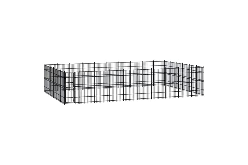 udendørs hundeløbegård 55,3 mÂ² stål - Sort - Sport & fritid - Til dyrene - Til hund - Hundemøbler