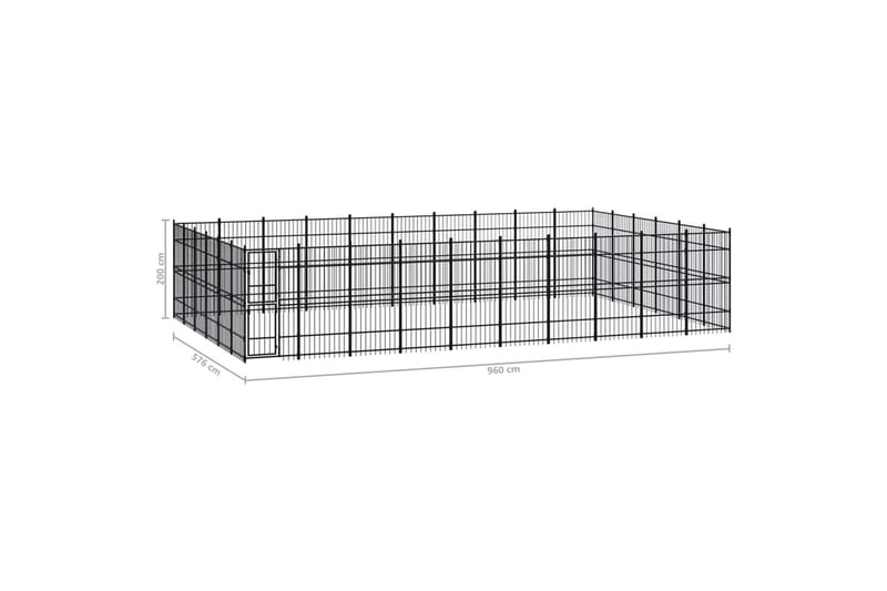 udendørs hundeløbegård 55,3 mÂ² stål - Sort - Sport & fritid - Til dyrene - Til hund - Hundemøbler