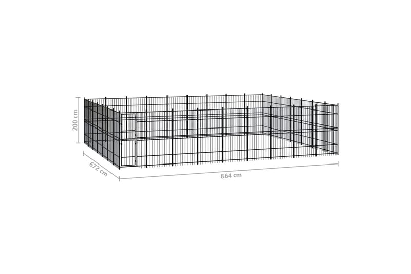 udendørs hundeløbegård 58,06 mÂ² stål - Sort - Sport & fritid - Til dyrene - Til hund - Hundemøbler