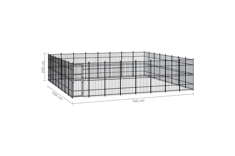 udendørs hundeløbegård 58,98 mÂ² stål - Sort - Sport & fritid - Til dyrene - Til hund - Hundemøbler