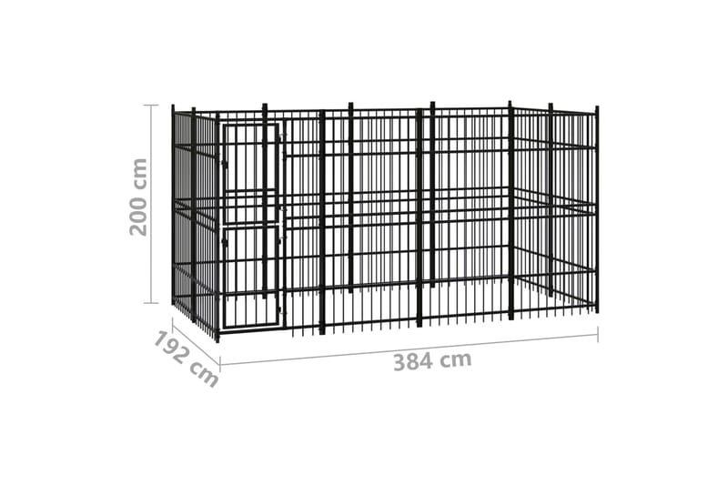 udendørs hundeløbegård 7,37 mÂ² stål - Sort - Sport & fritid - Til dyrene - Til hund - Hundemøbler