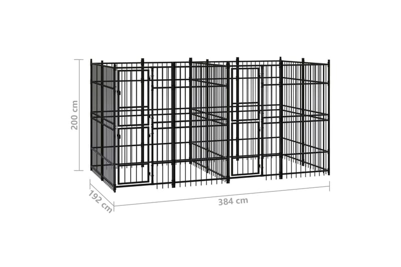 udendørs hundeløbegård 7,37 mÂ² stål - Sort - Sport & fritid - Til dyrene - Til hund - Hundemøbler
