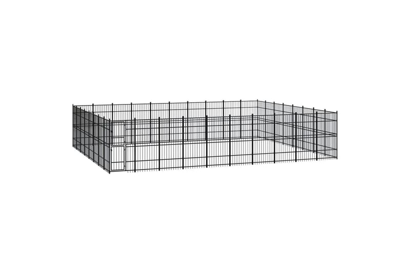 udendørs hundeløbegård 73,73 mÂ² stål - Sort - Sport & fritid - Til dyrene - Til hund - Hundemøbler