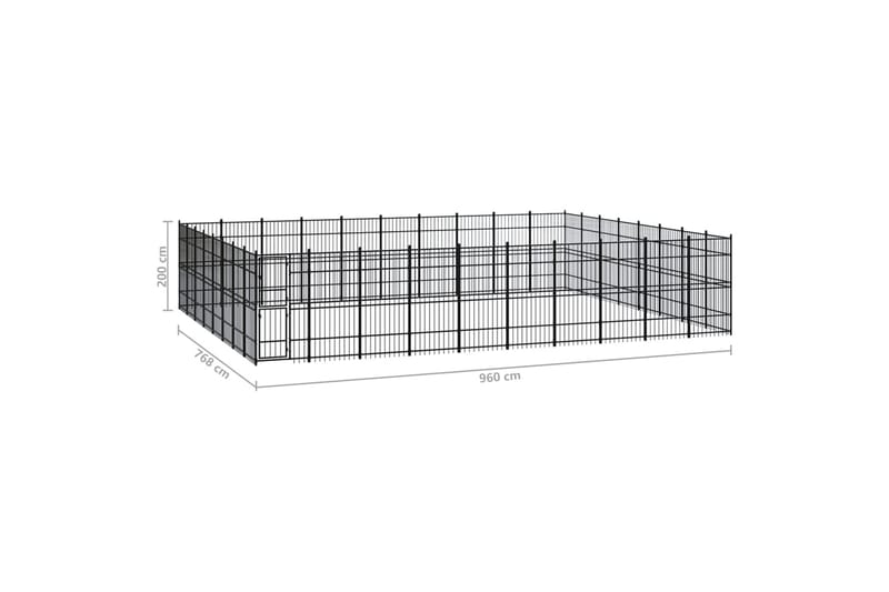 udendørs hundeløbegård 73,73 mÂ² stål - Sort - Sport & fritid - Til dyrene - Til hund - Hundemøbler