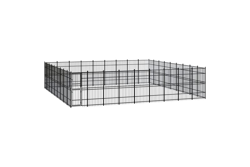 udendørs hundeløbegård 74,65 mÂ² stål - Sort - Sport & fritid - Til dyrene - Til hund - Hundemøbler