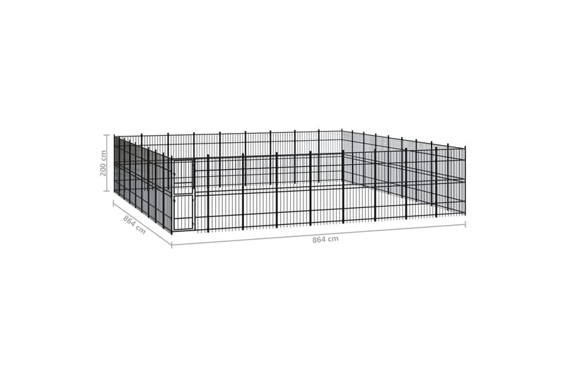 udendørs hundeløbegård 74,65 mÂ² stål - Sort - Sport & fritid - Til dyrene - Til hund - Hundemøbler