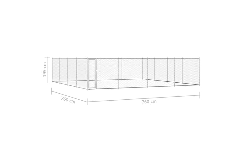 udendørs hundeløbegård 760 x 760 x 195 cm galvaniseret stål - Sølv - Sport & fritid - Til dyrene - Til hund - Hundemøbler