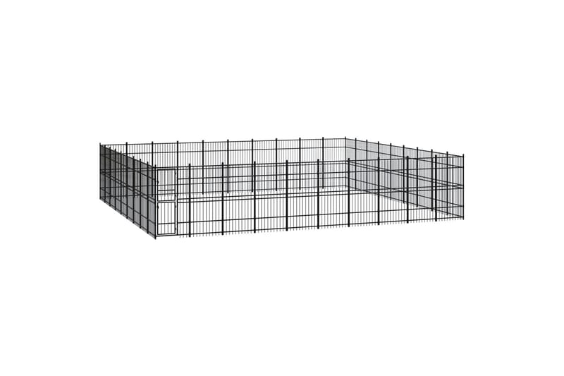 udendørs hundeløbegård 82,94 mÂ² stål - Sort - Sport & fritid - Til dyrene - Til hund - Hundemøbler