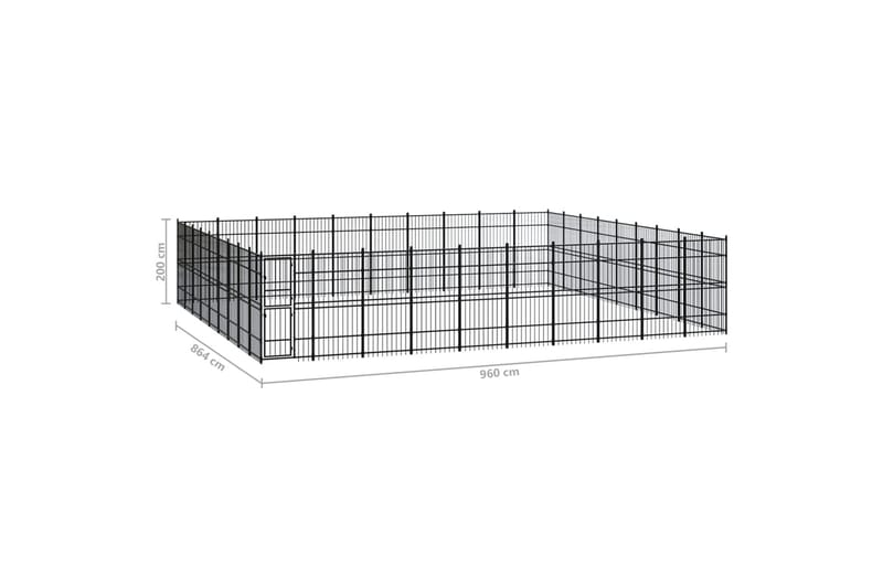 udendørs hundeløbegård 82,94 mÂ² stål - Sort - Sport & fritid - Til dyrene - Til hund - Hundemøbler