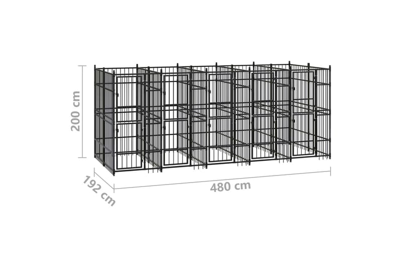 udendørs hundeløbegård 9,22 mÂ² stål - Sort - Hundemøbler - Hundelåge & hundehegn - Hundehus & hundegård