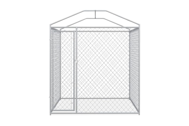 udendørs hundeløbegård med tag 193x193x225 cm - Sølv - Sport & fritid - Til dyrene - Til hund - Hundemøbler