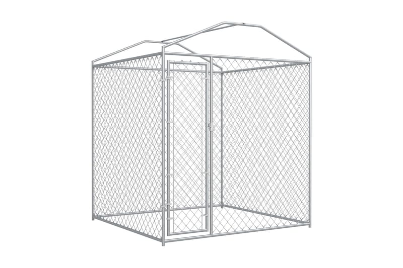 udendørs hundeløbegård med tag 193x193x225 cm - Sølv - Sport & fritid - Til dyrene - Til hund - Hundemøbler