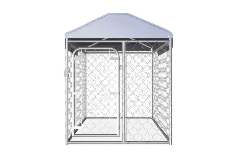 udendørs hundeløbegård med tag 200x100x125 cm - Sølv - Sport & fritid - Til dyrene - Til hund - Hundemøbler
